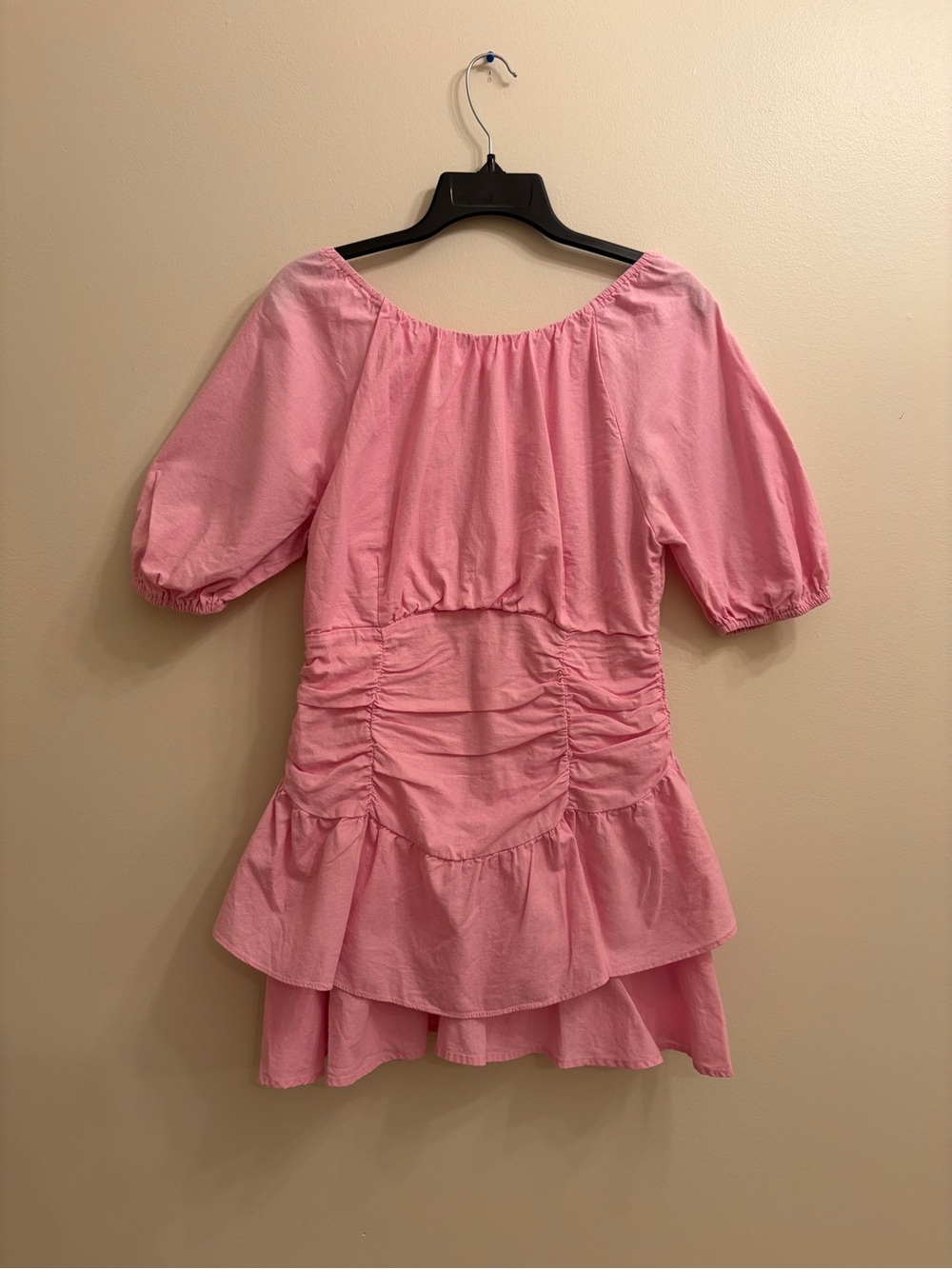 The Vintage Shop | Womens Ruched Tiered Pink Mini Drop Waist Dress
